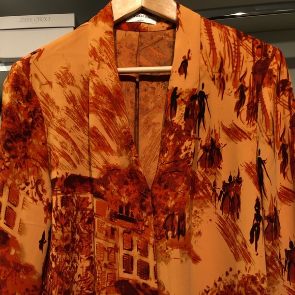 Aritzia Babaton burnt umber pattern blouse - Picture 4 of 5